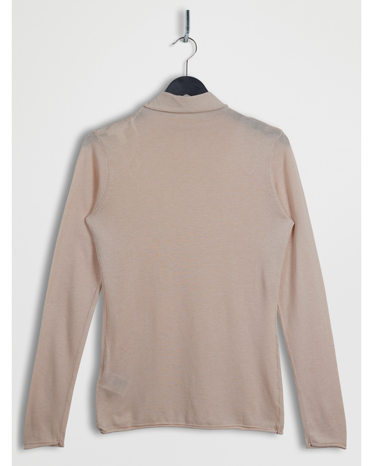 H&M Fine-knit polo-neck jumper Powder beige