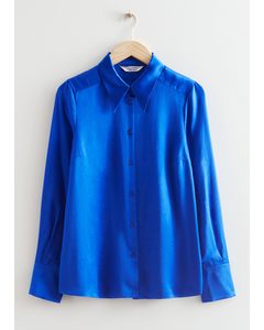 Relaxed Satin Shirt Blue