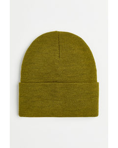 Fine-knit Hat Olive Green