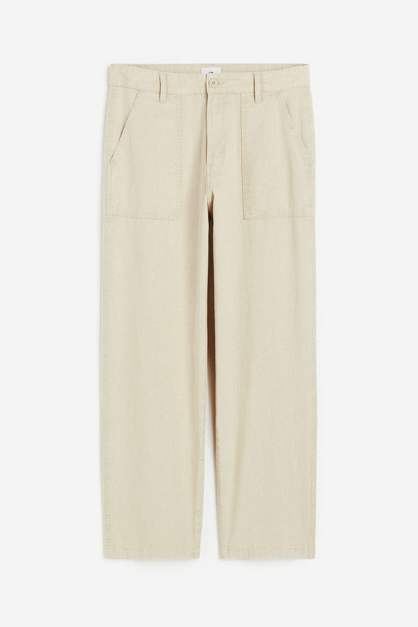 H&M Byxa I Linmix Relaxed Fit Beige