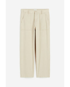 Relaxed Fit Linen-blend Trousers Beige