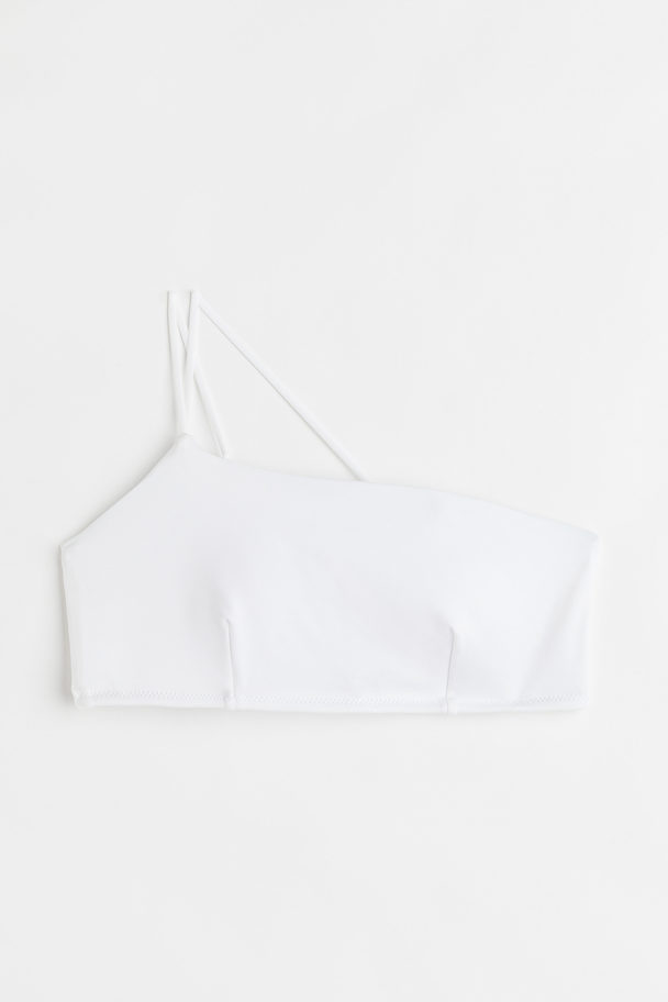 H&M Wattiertes One-Shoulder-Bikinitop Weiß