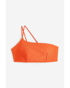 One Shoulder-bikinitop Med Vattering Orange