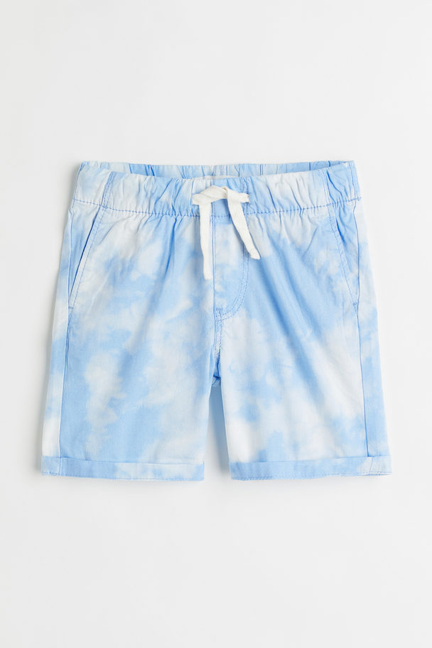 H&M Cotton Shorts Light Blue/tie-dye