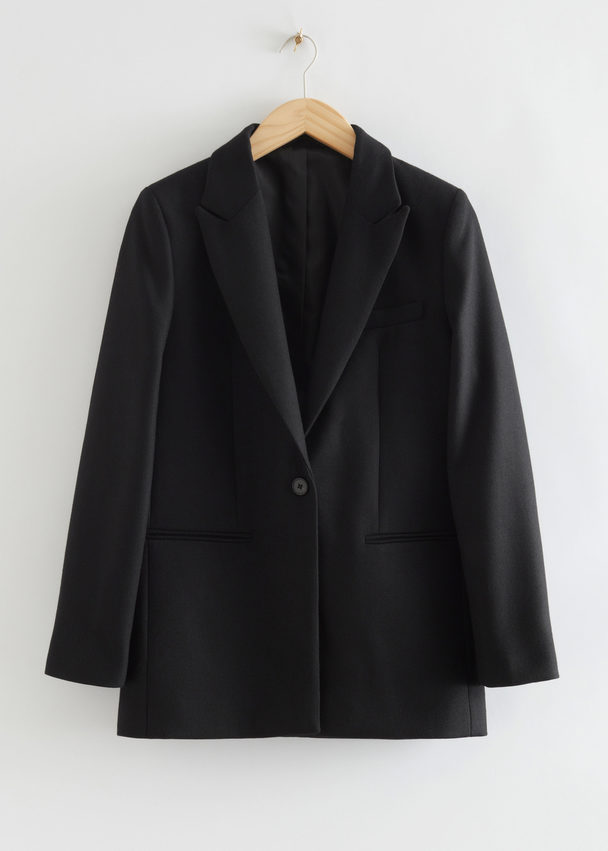 & Other Stories Single Breasted Wool Blazer Black