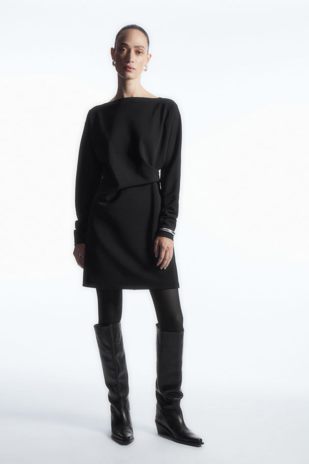 COS Long-sleeved Asymmetric Mini Dress Black