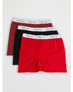 3 Pack Seamless Low Rise Trunks Red Burgundy Black