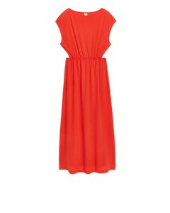 Jersey-Kleid mit Cut-outs Tomatenrot