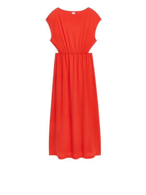 Arket Jersey-Kleid mit Cut-outs Tomatenrot