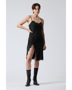 Effy Midi Slip Lace Dress Black