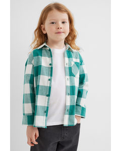 Cotton Flannel Shirt Green/checked