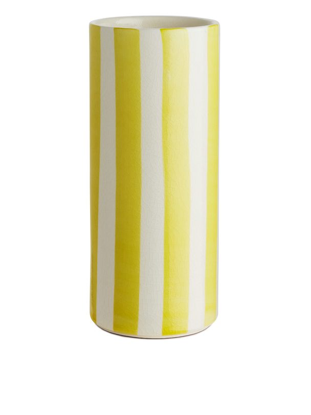 ARKET Cilindervormige Vaas 23 Cm Wit/geel