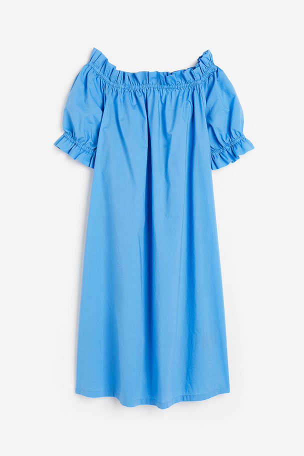 H&M Off Shoulder-kjole Blå