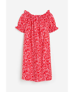 Off-the-shoulder Dress Red/patterned