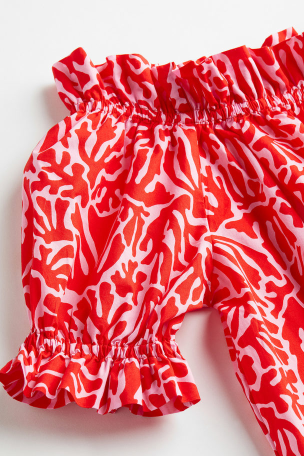 H&M Off-the-shoulder Dress Red/patterned