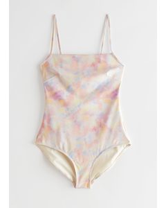 Printed Swimsuit Pink Watercolours