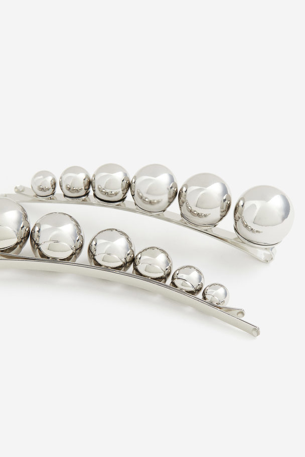 H&M 2er-Pack Perlen-Haarklemmen Silberfarben