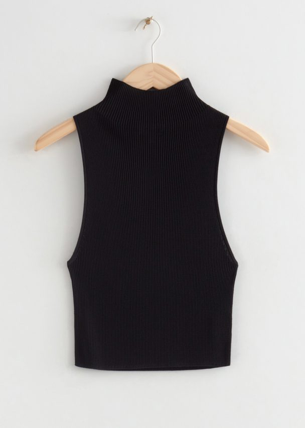 & Other Stories Sleeveless Knit Crop Top Black