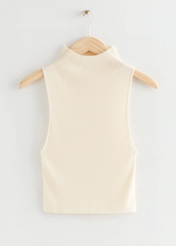 & Other Stories Sleeveless Knit Crop Top Cream