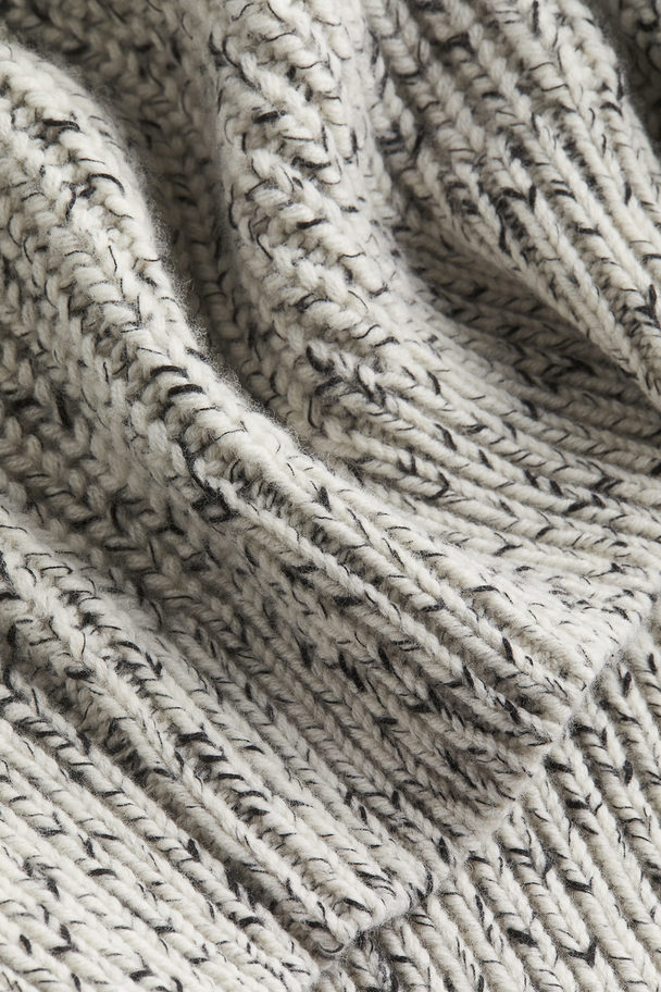 H&M Oversize-Pullover aus Wollmix Weiß/Schwarzmeliert