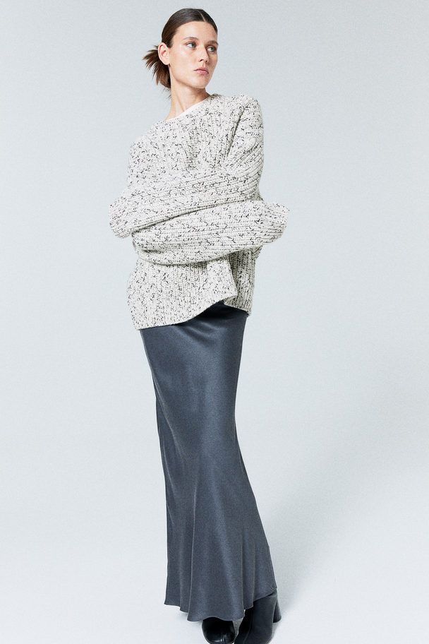H&M Oversize-Pullover aus Wollmix Weiß/Schwarzmeliert