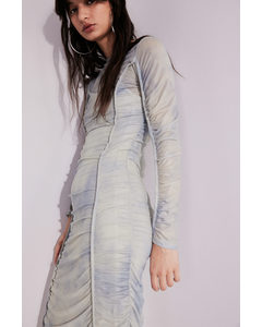 Rynket Bodycon-kjole Lys Beige/batikkmønstret