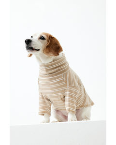 Polo-neck Dog Jumper Beige/striped