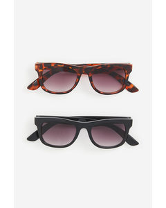 2er-Pack Sonnenbrillen Beige/Leopardenmuster