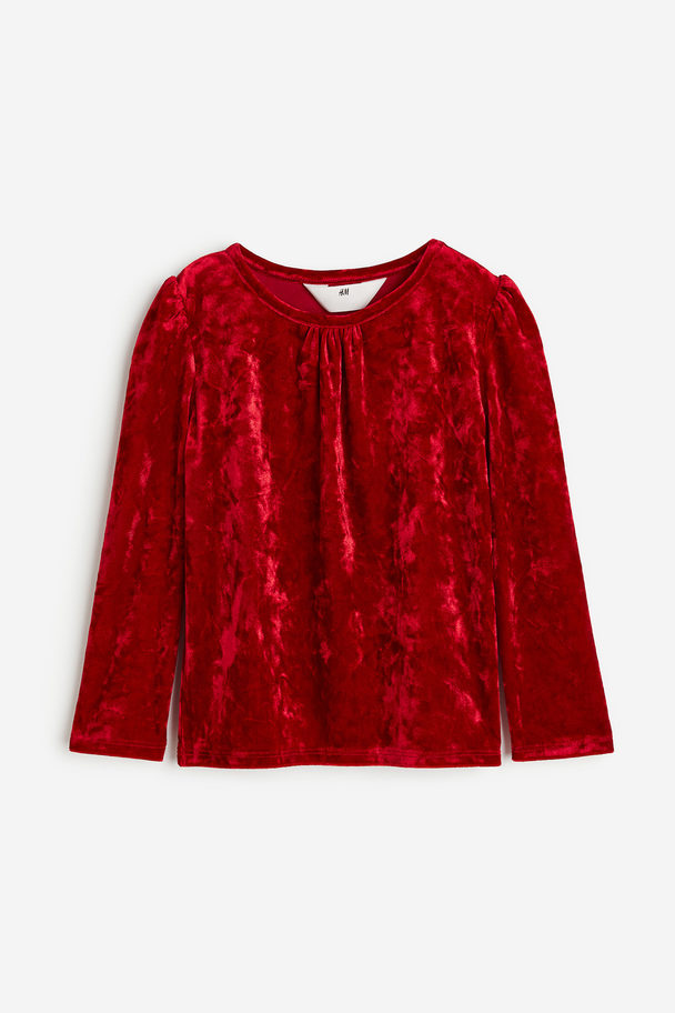 H&M Langarmshirt aus Velours Rot