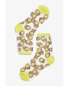 Transparent Socks Kiwi Print