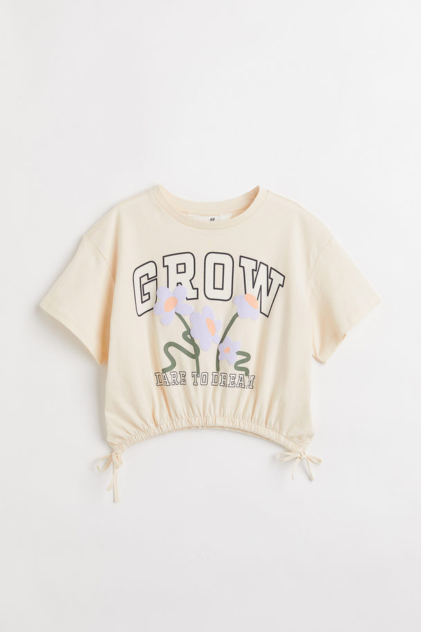 H&M T-Shirt mit Tunnelzug Hellgelb/Grow