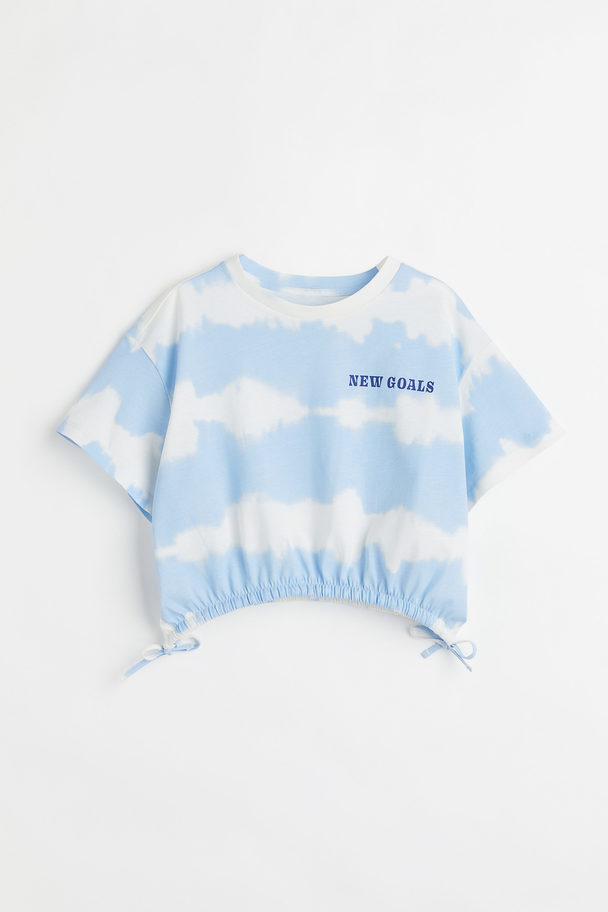 H&M T-shirt Met Drawstring Lichtblauw/tie-dye