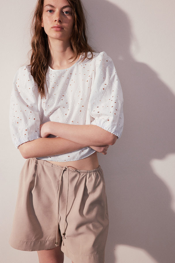 H&M Broderie Anglaise Blouse Vit