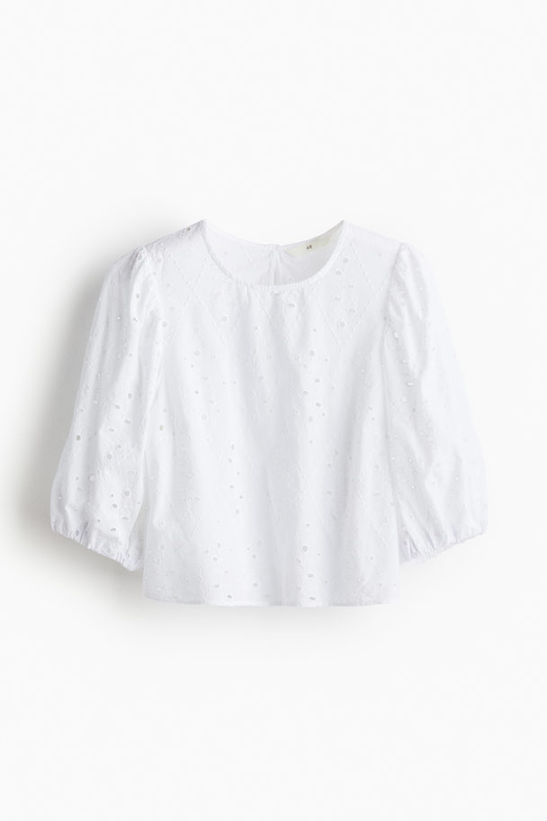 H&M Broderie Anglaise Bluse Weiß