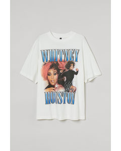 T-Shirt mit Druck Weiß/Whitney Houston