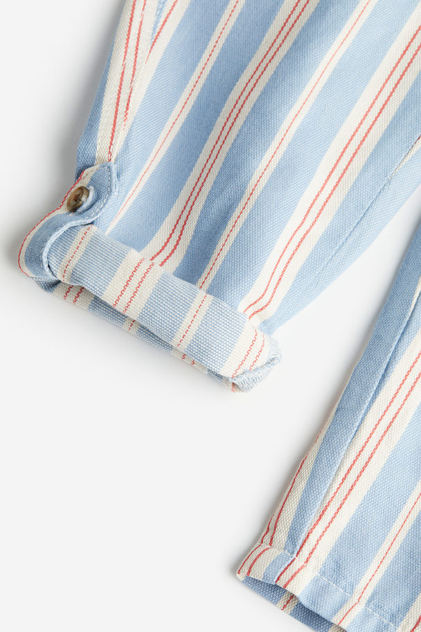 H&M 2-pack Loose Fit Roll-up Trousers Dark Blue/light Blue Striped