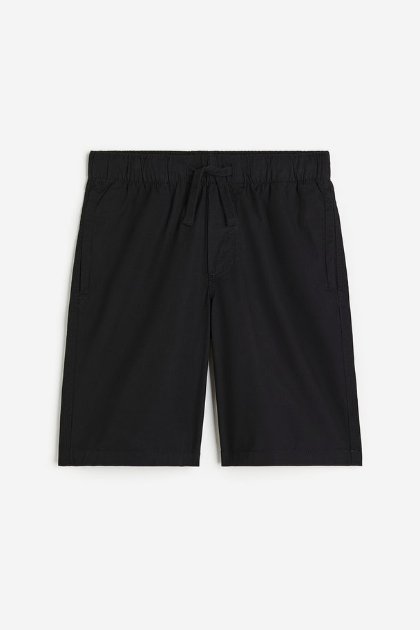 H&M Pull-on-Shorts aus Baumwolle Schwarz