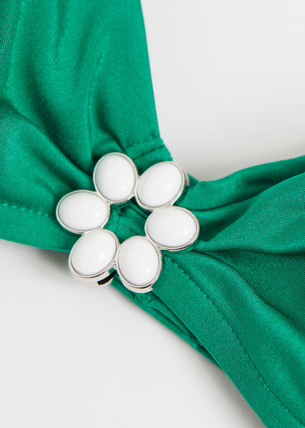 & Other Stories Flower Adorned Bikini Top Emerald Green