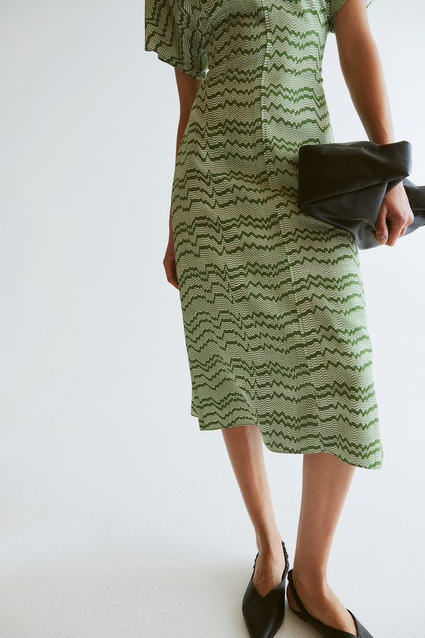 H&M V-neck Dress Green/patterned