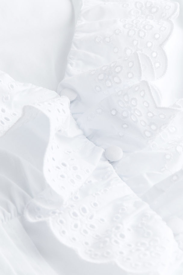 H&M Popelinebluse mit Volants Weiß