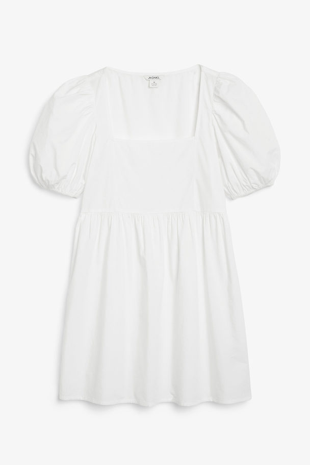 Monki Weißes Minikleid mit Puffärmeln und Karree-Ausschnitt Weiß