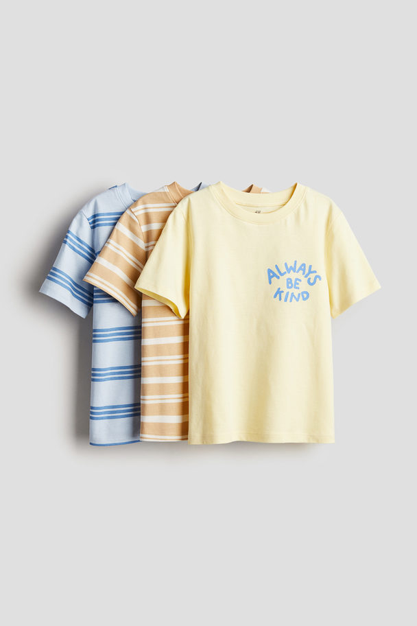 H&M 3er-Pack T-Shirts mit Print Gelb/Always Be Kind