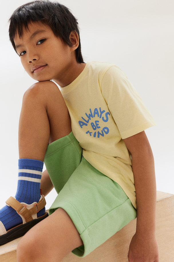 H&M 3er-Pack T-Shirts mit Print Gelb/Always Be Kind