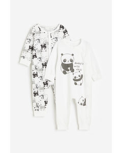 2-pack Pyjamasoverall Vit/pandor