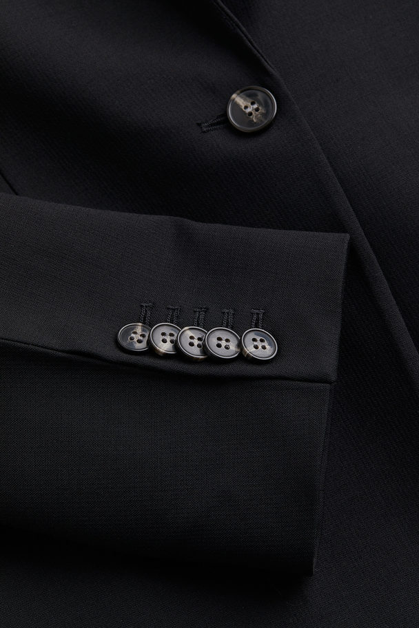 H&M Ein-Knopf-Blazer aus Wolle Schwarz