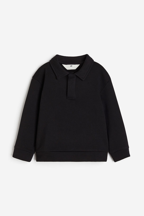H&M Sweatshirt mit Kragen Schwarz