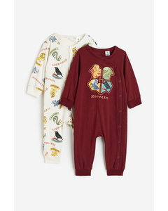 Set Van 2 Pyjama‘s Met Print Donkerrood/harry Potter
