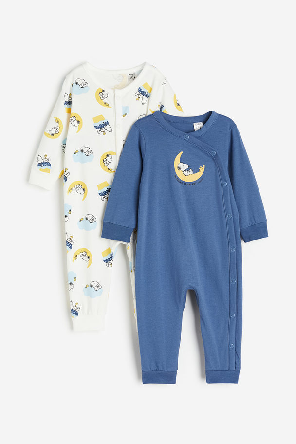 H&M 2er-Pack Bedruckte Pyjamas Blau/Snoopy