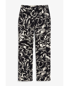 Print Straight-leg Trousers Black And White Swirl