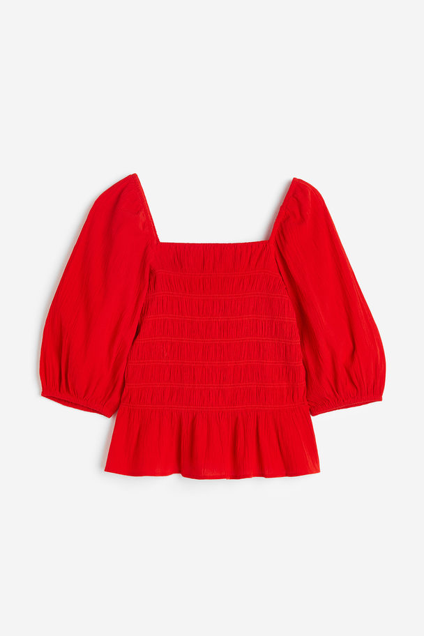 H&M Gesmokte Bluse Rot